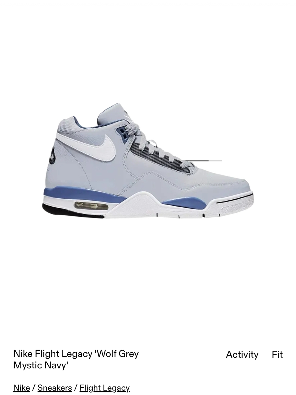 Nike Flight Legacy Mid Sneakers in Wolf Grey & Mystic Navy